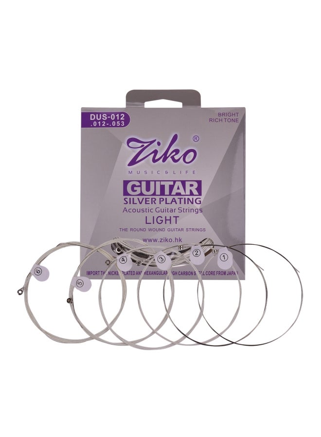 ZIKO 6-Piece Silver Plated Light Acoustic Guitar Strings DUS-012  - Image 1