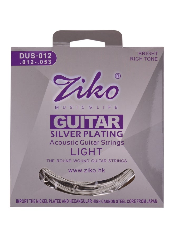 ZIKO 6-Piece Silver Plated Light Acoustic Guitar Strings DUS-012  - Image 2