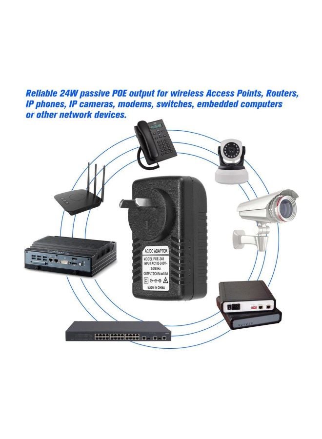 POE Injector Power Plug Adapter For IP Camera Black - Image 5
