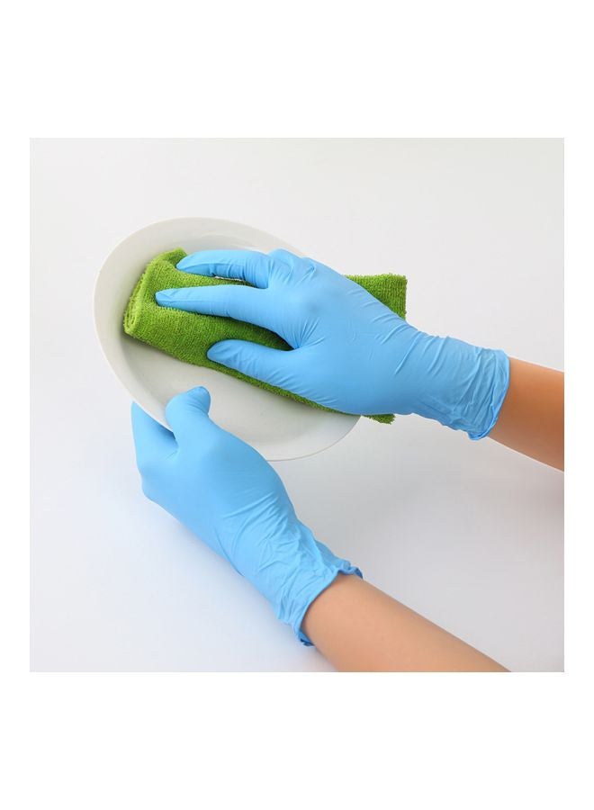 100-Piece Industrial Rubber Gloves Sky Blue M - Image 3