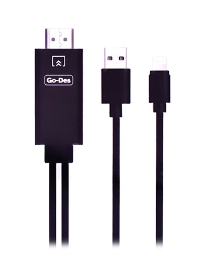GO-DES 2-In-1 Lightning Cable Black