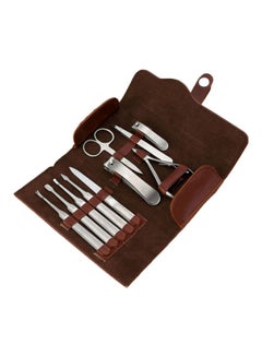 Beauenty 10-Piece Stainless Steel Household Manicure Tool Set Silver/Brown  - Image 1