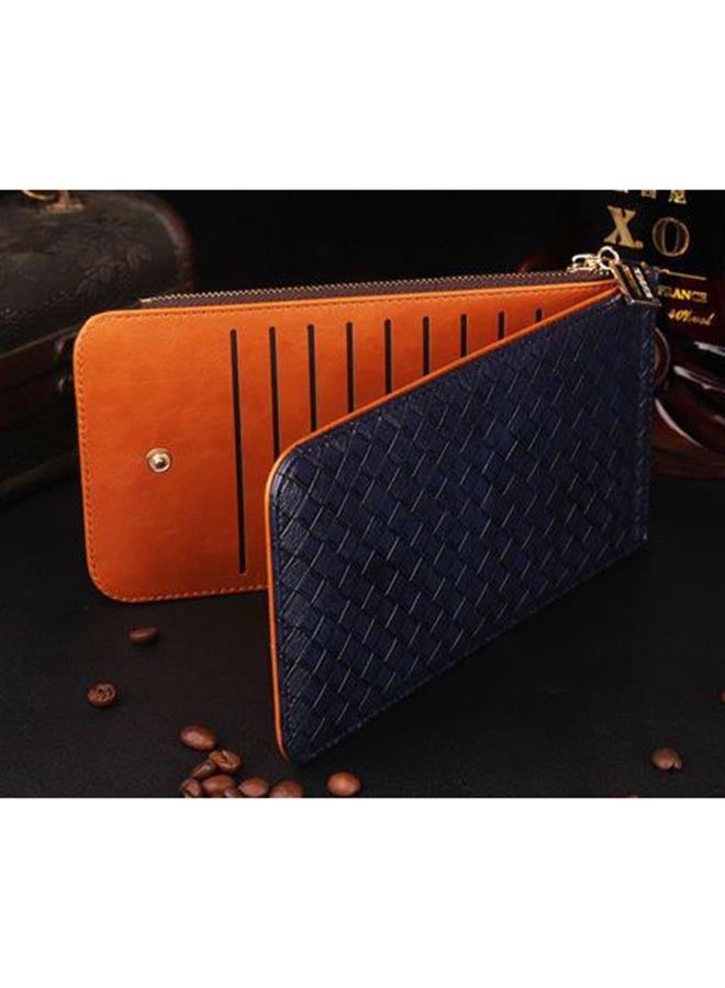 Long Zipper Multi-Card Holder Wallet Blue/Brown  - Image 4