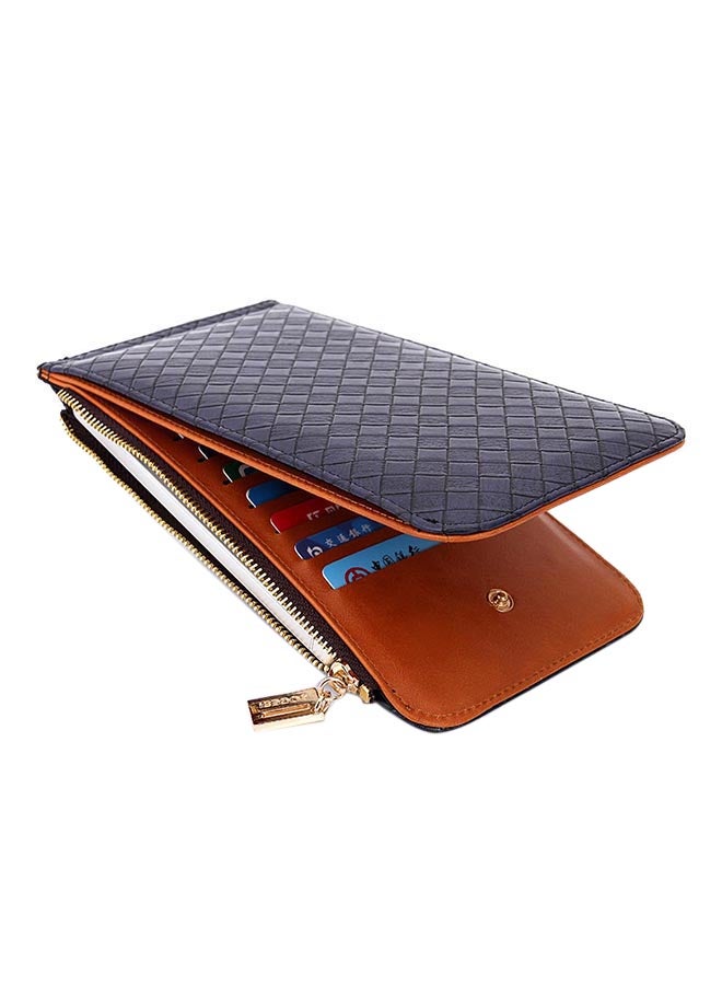 Long Zipper Multi-Card Holder Wallet Blue/Brown  - Image 1