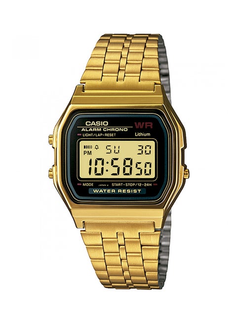 Men's Water Resistant Stainless Steel Digital Watch A159WG- - 37 mm - Gold
