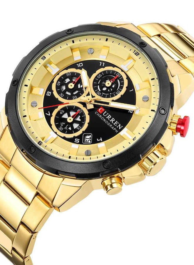 كارين ساعة يد بعقارب مقاومة للماء طراز 8323 - مقاس 46 مم - لون ذهبي للرجال - Image 2