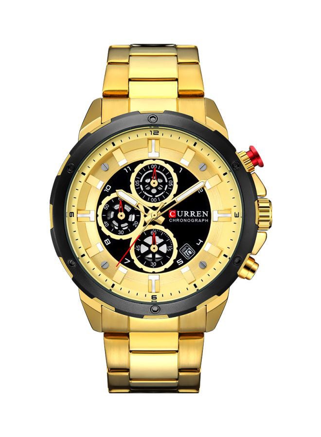 كارين ساعة يد بعقارب مقاومة للماء طراز 8323 - مقاس 46 مم - لون ذهبي للرجال - Image 1