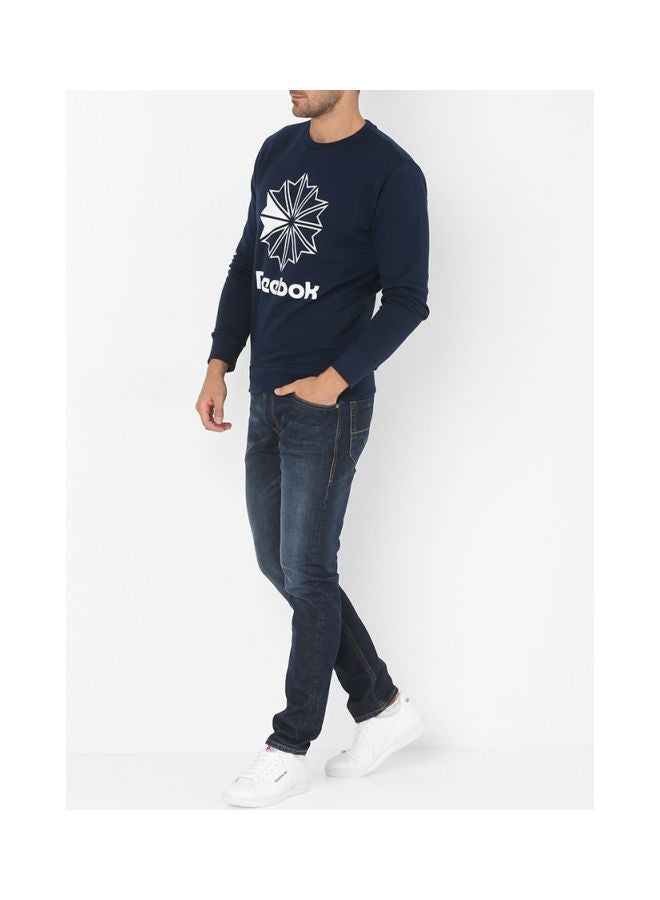 Reebok AC FT Big Starcrest Sweatshirt Collegiate Navy/White  - Image 4