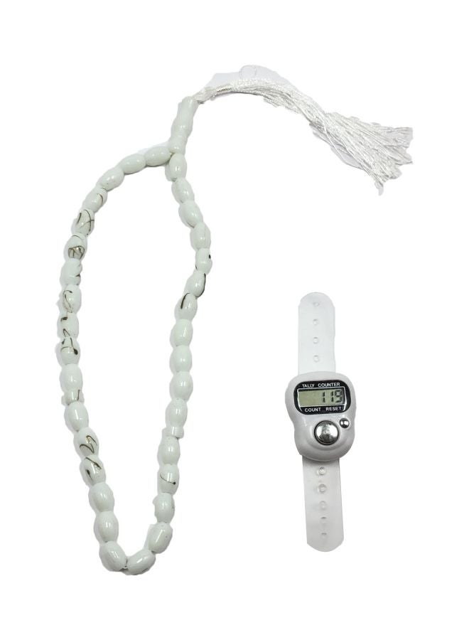 طقم سبحة صلاة مزينة بالخرز مع عداد إلكتروني مكون من قطعتين - Image 1