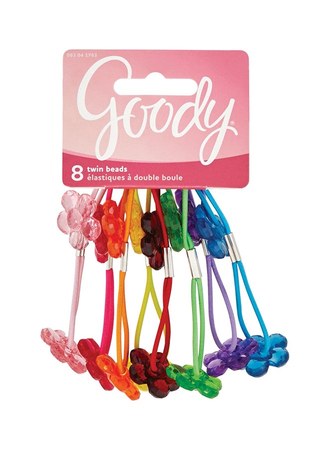 Goody 8-Piece Ponytailer Twinbead Faceted Flower Multicolour 11.5cm