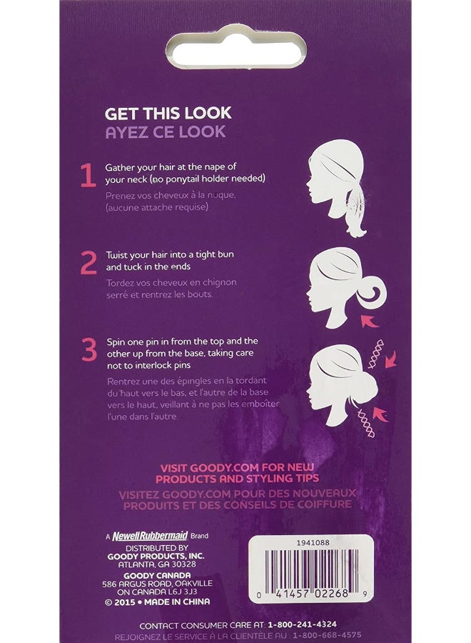 قودي  طقم دبابيس للشعر بتصميم بسيط مكون من قطعتين أسود - Image 3