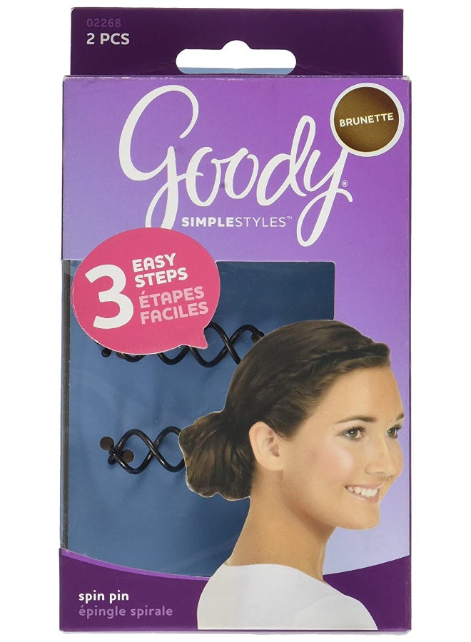 قودي  طقم دبابيس للشعر بتصميم بسيط مكون من قطعتين أسود - Image 2