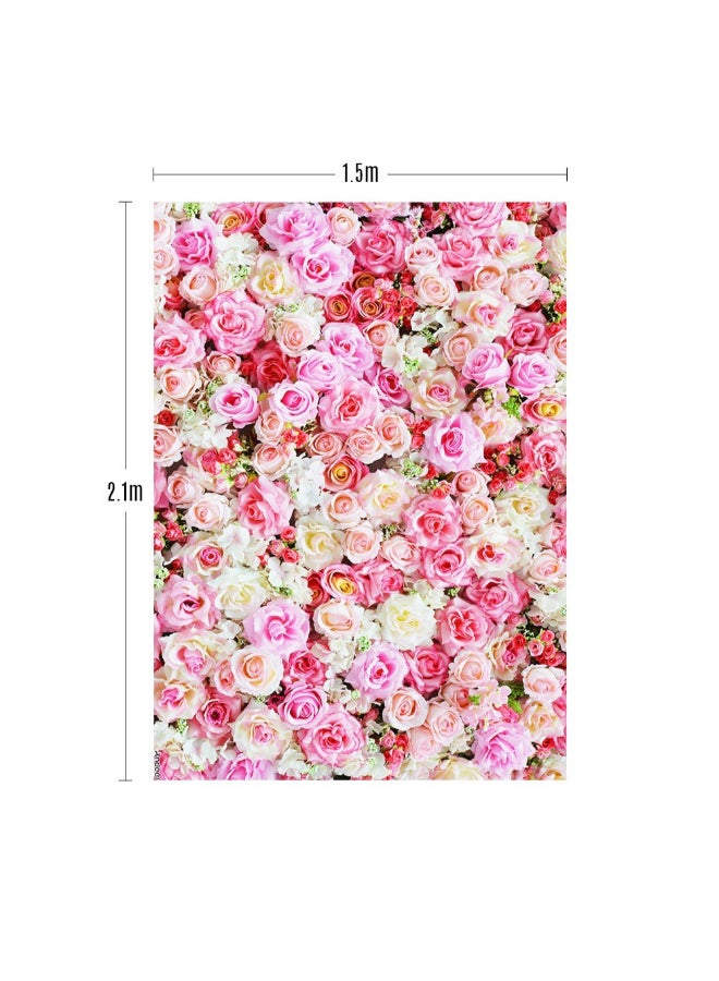 ANDOER Floral Printed Photography Background Pink/Beige - Image 2