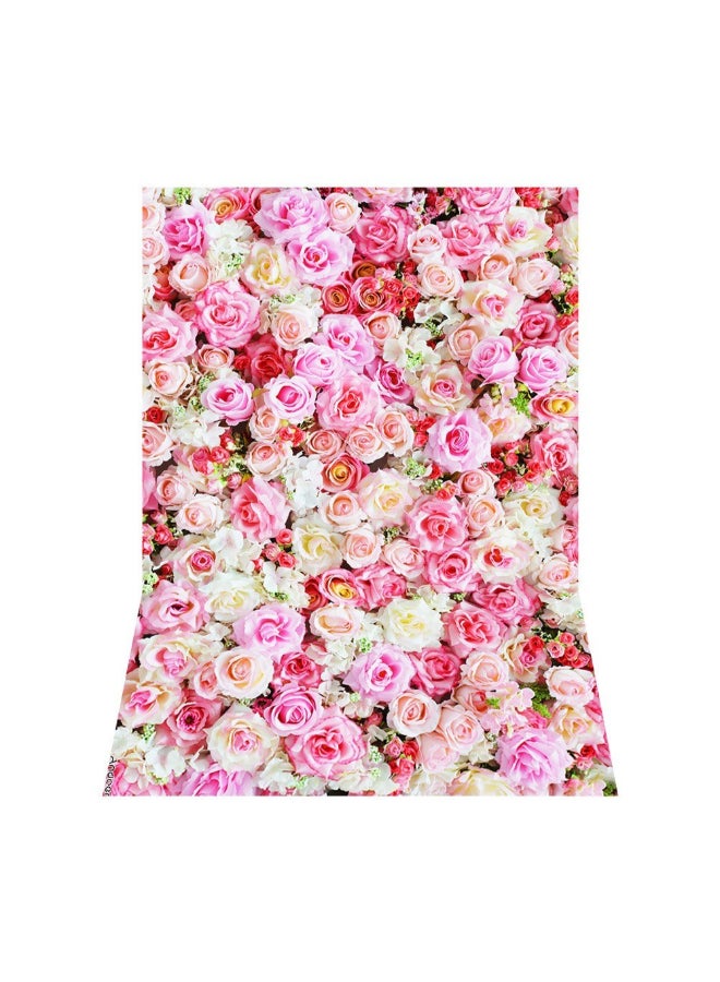 ANDOER Floral Printed Photography Background Pink/Beige - Image 3