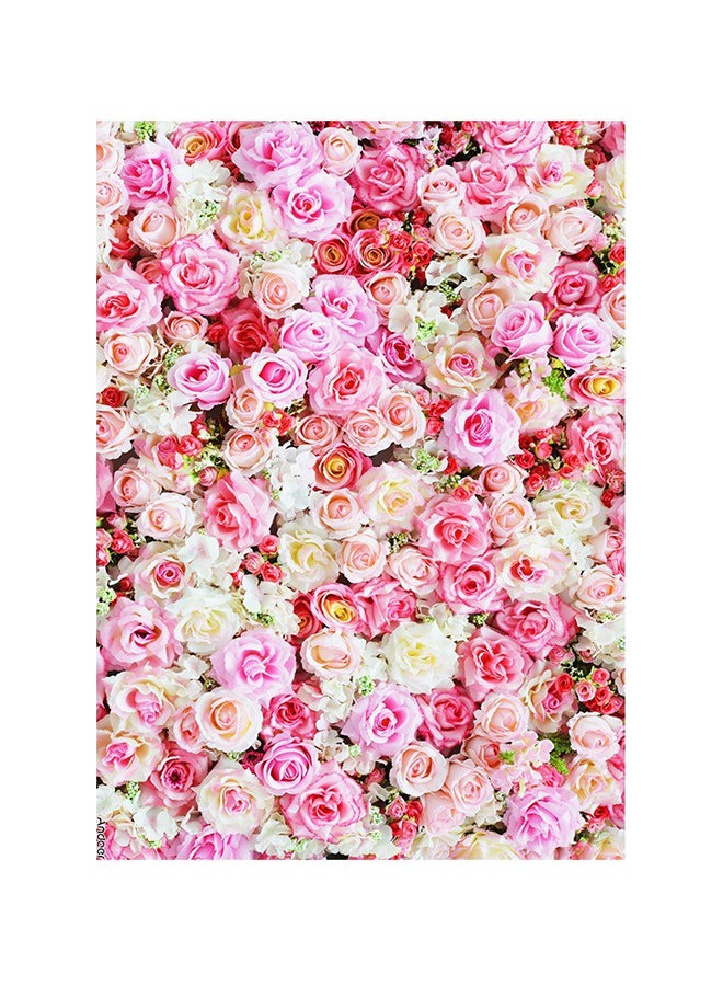 ANDOER Floral Printed Photography Background Pink/Beige - Image 1