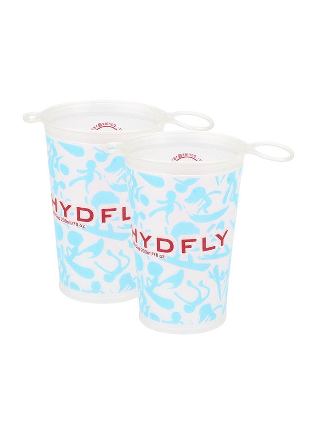 2-Piece Foldable Soft Water Cup White/Blue 2 x 200ml 