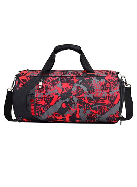 Sports Gym Bag With Shoes Compartment Red Camouflage