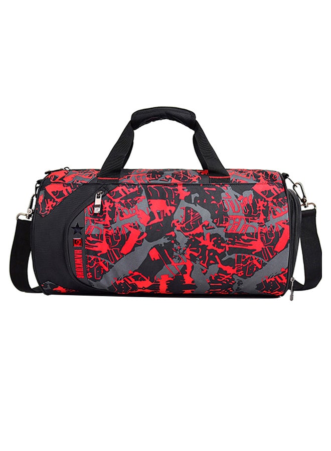 Sports Gym Bag With Shoes Compartment Red Camouflage