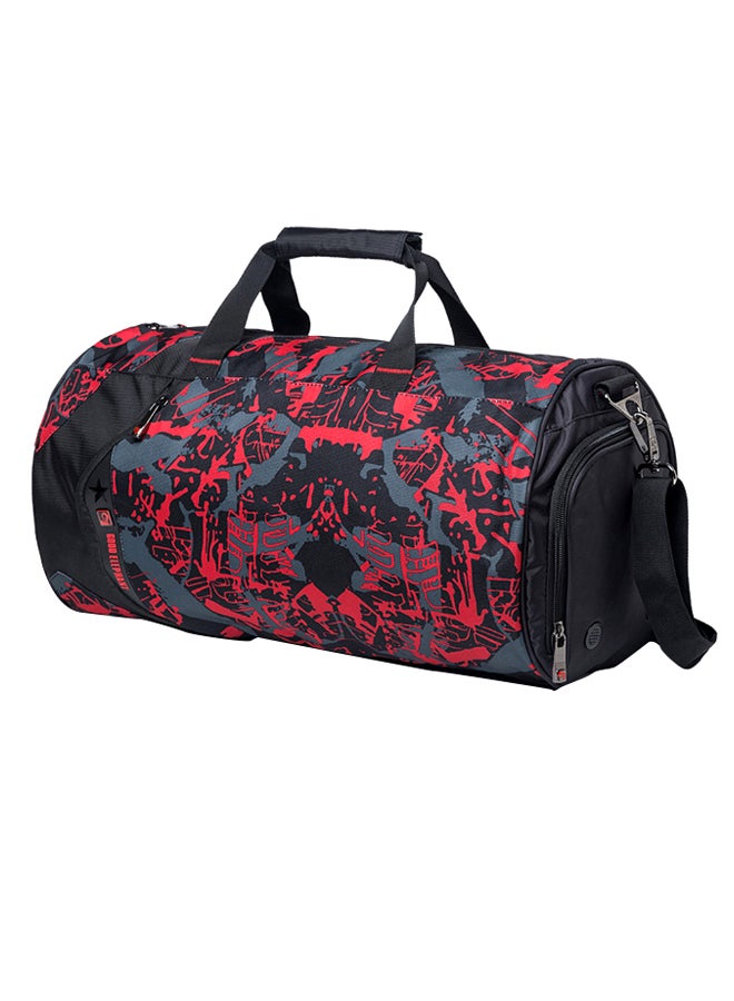 Sports Gym Bag With Shoes Compartment Red Camouflage