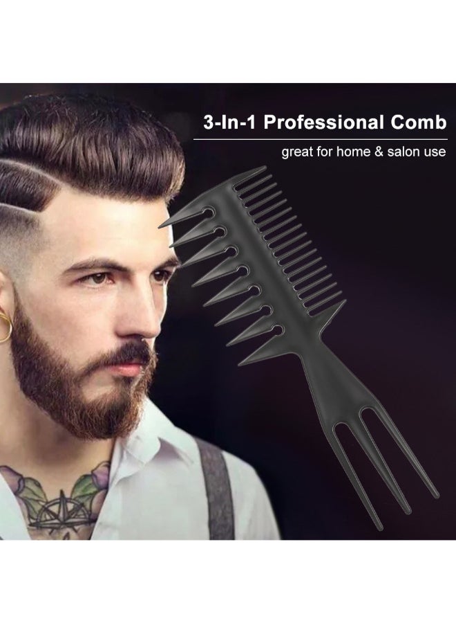 3-In-1 Plastic Detangling Hair Comb Black One Size - Image 2