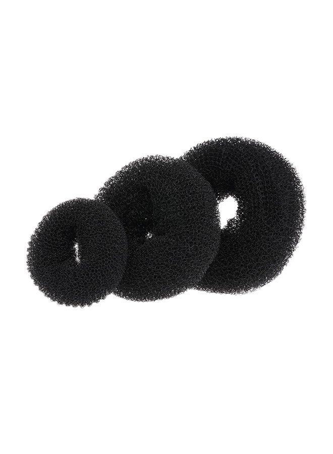 3-Piece Fashion Donut Bun Maker Hair Ring Black S/M/L - Image 1