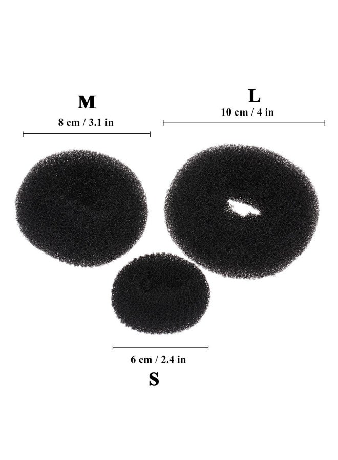 3-Piece Fashion Donut Bun Maker Hair Ring Black S/M/L - Image 3
