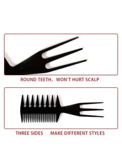 Bluezoo Three-Sided Afro Hair Pick Comb Black One Size  - Image 2