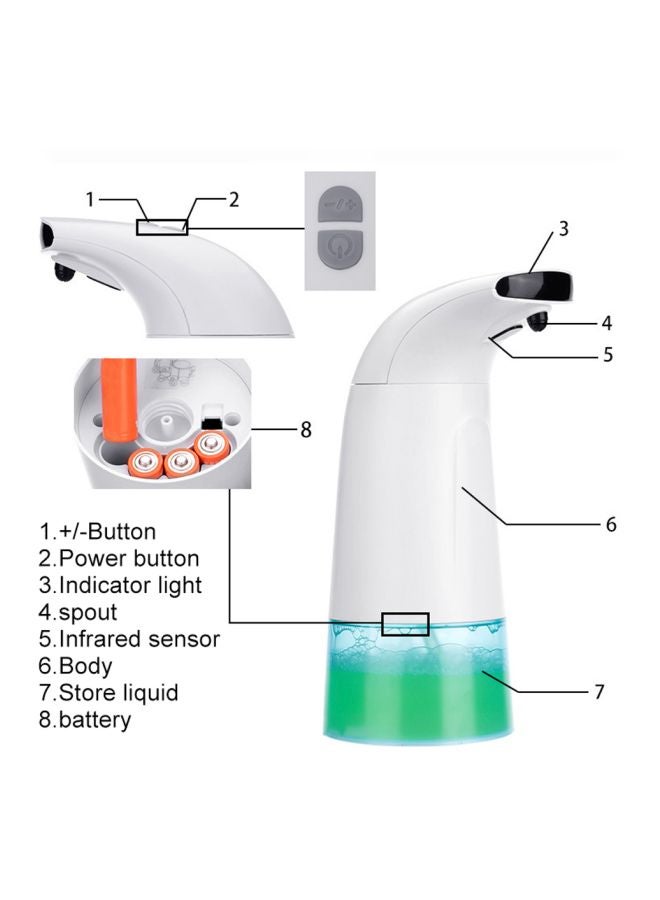 موزع صابون يعمل بالأشعة تحت الحمراء أبيض/ شفاف 21x9x13سم - Image 3