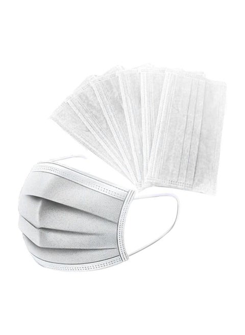 (50-Piece) 3-Layer White Face Mask Set For Adults