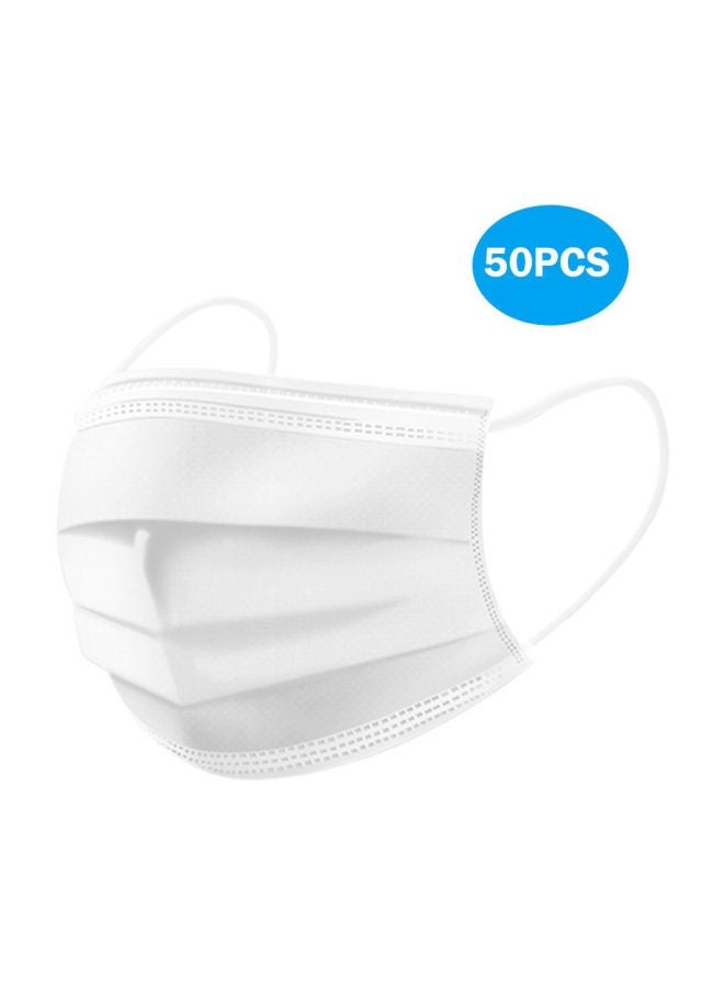 (50-Piece) 3-Layer White Face Mask Set For Adults