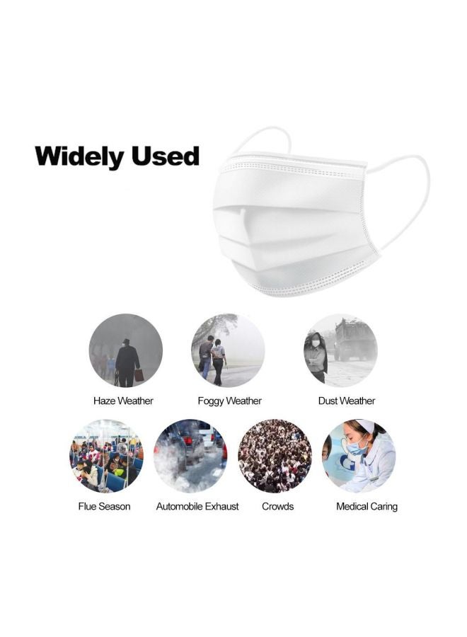 (50-Piece) 3-Layer White Face Mask Set For Adults