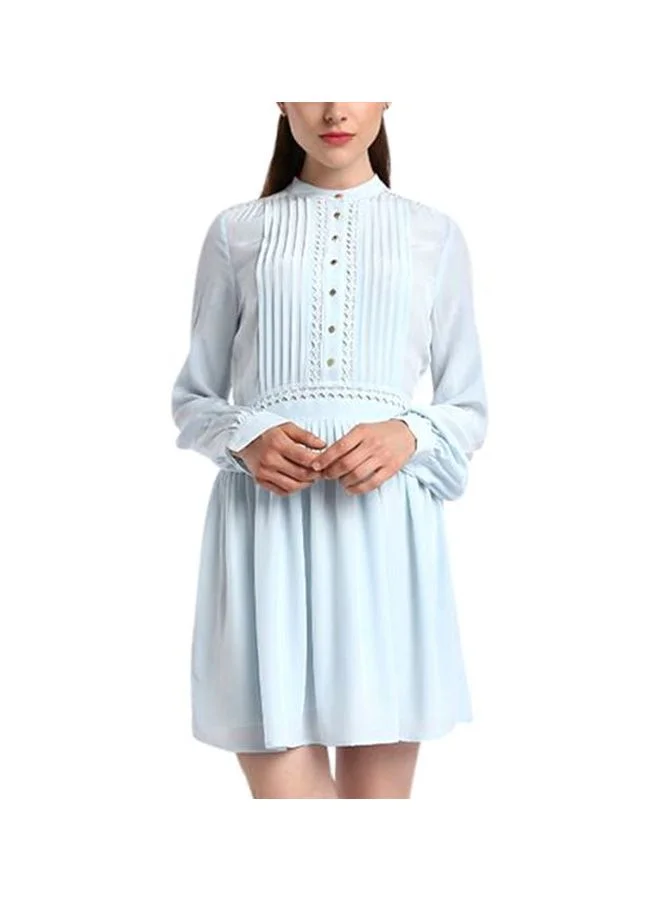 Juicy Couture Mandarin Neck Long Sleeve Mini Dress Light Blue