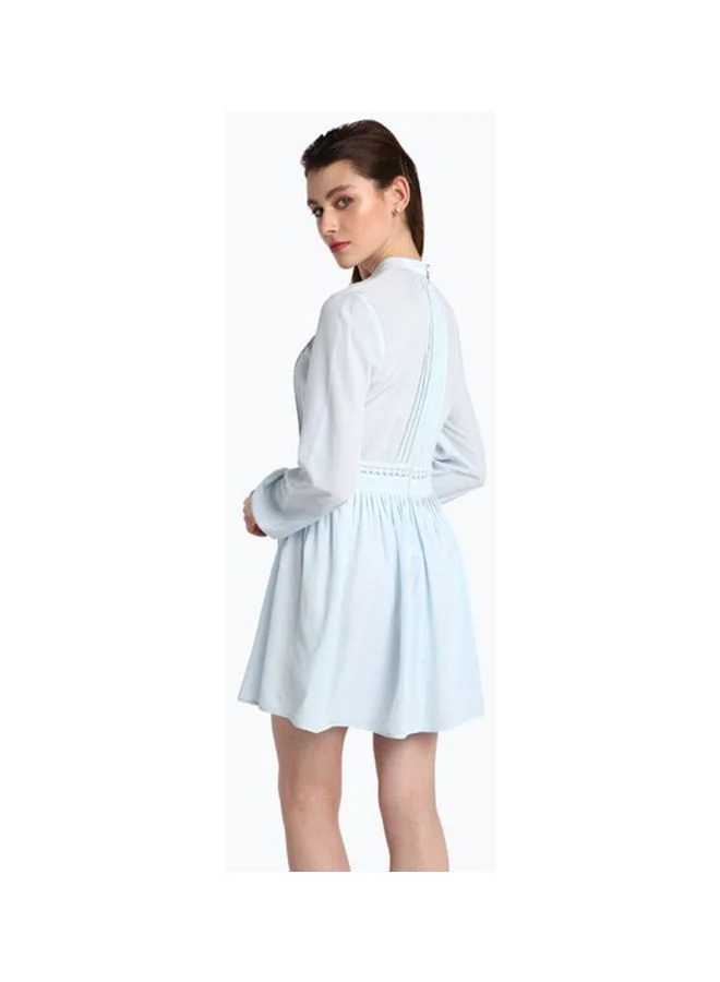 Juicy Couture Mandarin Neck Long Sleeve Mini Dress Light Blue