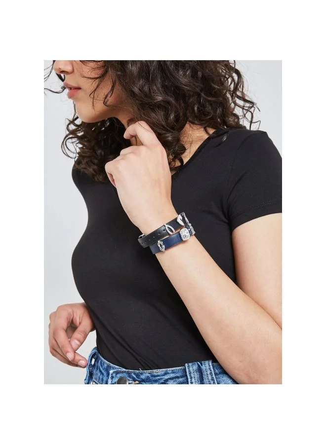 Rocawear Set of 2 Leather with Interchangeable Charms Bracelet
