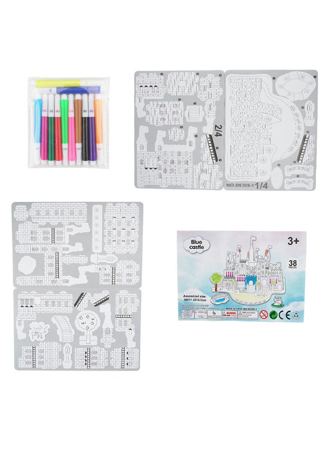 50-Piece Castle 3D Puzzle Paper Jigsaw Kit - Image 1