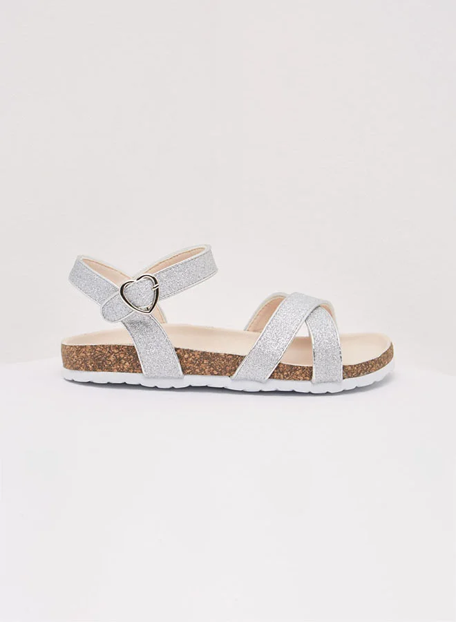shoexpress Glitter Cork Sandals Silver