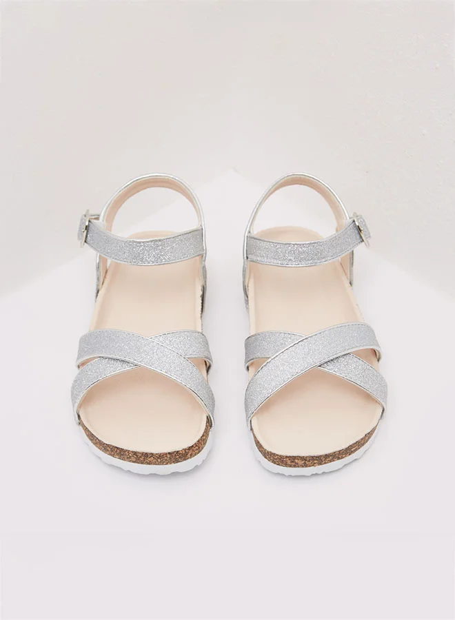 shoexpress Glitter Cork Sandals Silver