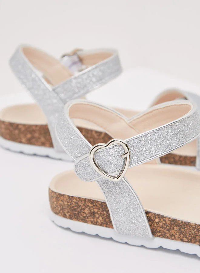 shoexpress Glitter Cork Sandals Silver
