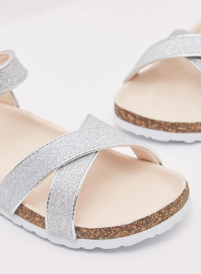 shoexpress Glitter Cork Sandals Silver