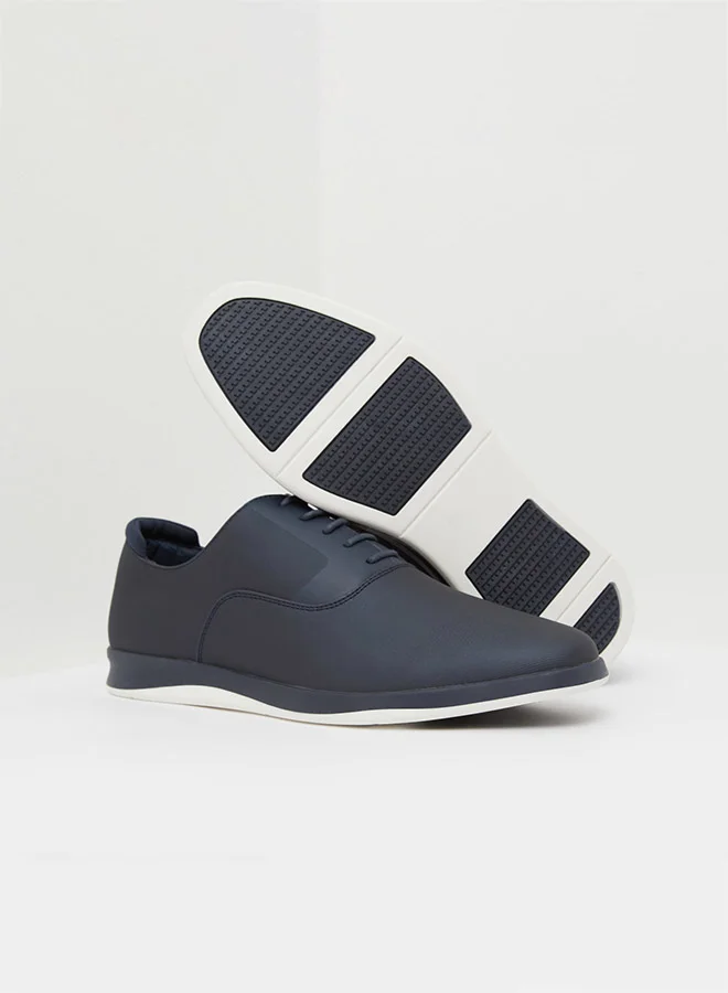 shoexpress Faux Leather Lace Up Sneakers Navy