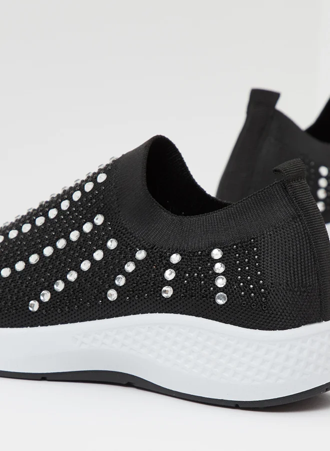 shoexpress Rhinestone Slip Ons Black