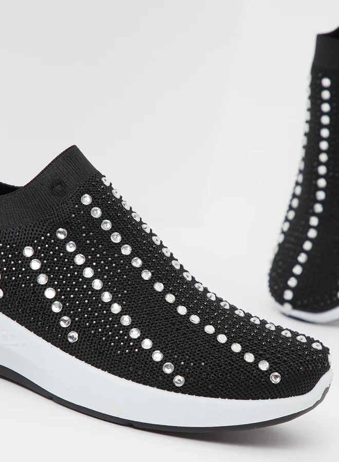 shoexpress Rhinestone Slip Ons Black