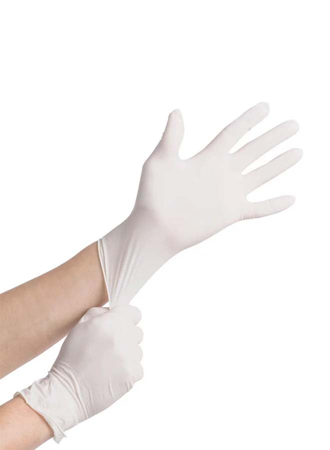 Generic 100-Piece Disposable Latex Gloves White  - Image 2