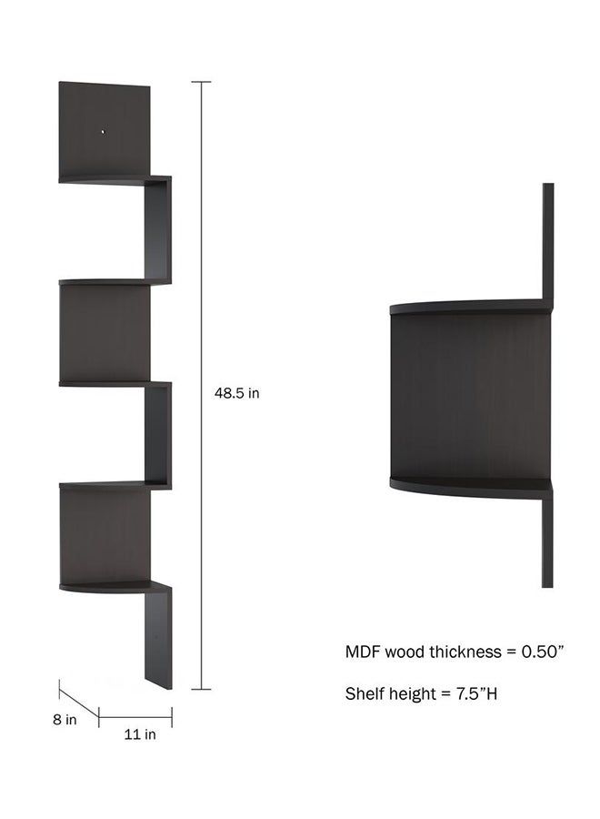 MARGOUN - Zig Zag Floating Wall Corner Shelf Black 123x19x19centimeter - Image 1