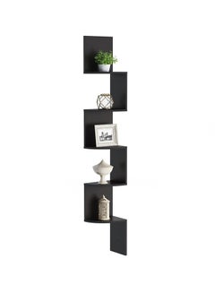 MARGOUN Zig Zag Floating Wall Corner Shelf Black 123x19x19centimeter  - Image 3