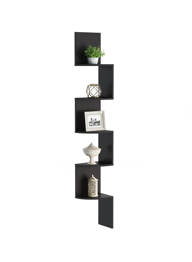 MARGOUN - Zig Zag Floating Wall Corner Shelf Black 123x19x19centimeter - Image 1