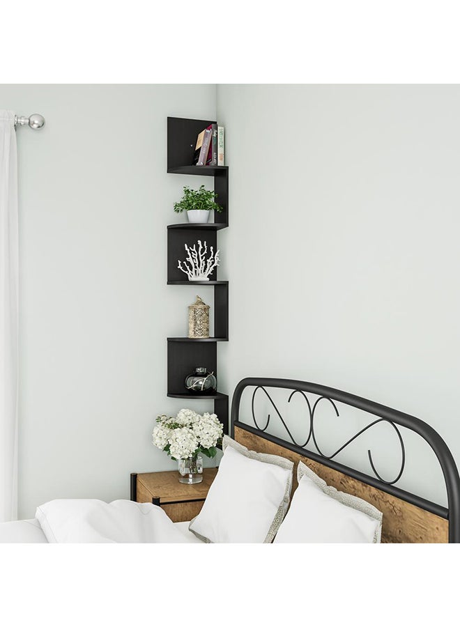 MARGOUN - Zig Zag Floating Wall Corner Shelf Black 123x19x19centimeter - Image 1