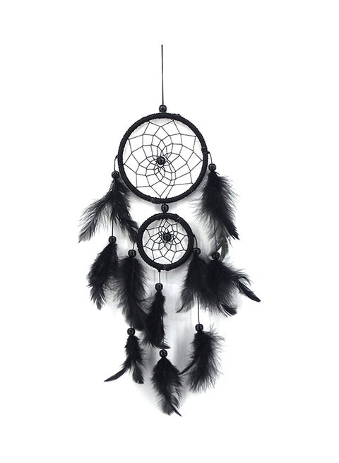 Handmade Lace Dream Catcher Feather Bead Hanging Decoration Black 11X5X11centimeter