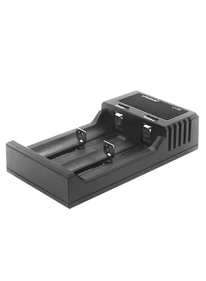 LiitoKala - 2-Slot Lii-S2 LCD Household Battery Charger With USB Cable Black/Silver - Image 1