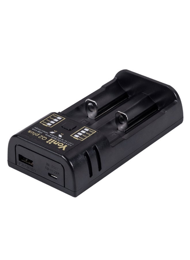 يوني شاحن بطارية منزلي بفتحتين طراز Q2 أسود/فضي - Image 2